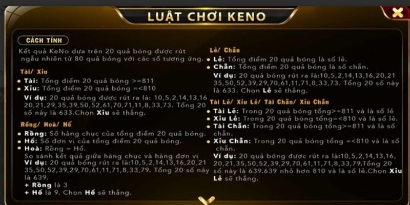 Hướng dẫn chi tiết, luật lệ Keno FB88 dễ hiểu